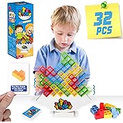 Photo 1 of HOMELAM 32 PCS Tetra Tower Stacking Game, Building Balance Blocks Board Game, 2+ Players Family Games for Kids, Adults, Party, Friends, Team, Travel