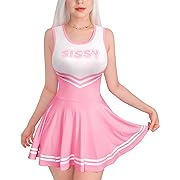 Photo 1 of Size M--Littleforbig Women Sleeveless Overall Cheer Sissy Bodycon Mini Dress Skirt M Pink