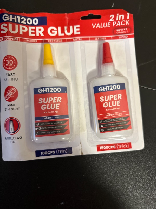Photo 1 of 2 Oz Value Pack (57-Gram) Super Glue All Purpose with Anti Clog Cap. Ca Glue - Adhesive SuperGlue. Cyanoacrylate Glue for Hard Plastics, DIY Craft, Metal and Many More 100 