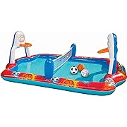 Photo 1 of Banzai Outdoor Inflatable Sports Arena 4 in 1 Play Center Water Park Pool with Soccer, Volleyball, and Basketball Sports Ball, Ages 3+
