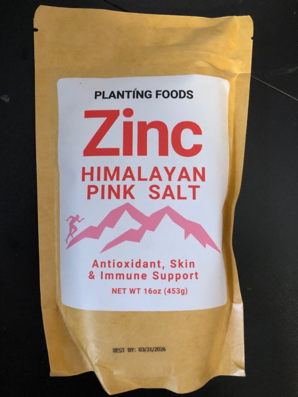 Photo 2 of best by 03/2026--Himalayan Pink Salt + Zinc | Fine Grain 1 lbs | Premium Organic Pure & Unrefined | Healthy Nutrient & Mineral Dense | Vegan | 11 Month Supply | (1 Pound Bag) Himalayan Salt + Zinc