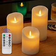 Photo 1 of luzzup Real Wax 3-Piece Flickering Flameless Candle Set 4/5/6 Inch with 10-Key Remote, Battery Operated LED Candles with Timer & Adjustable Settings