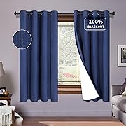 Photo 1 of PureFit Linen 100% Blackout Curtains 63 Inch Length Room Darkening Window Thermal Insulated Curtain Drapes for Bedroom Nursery 