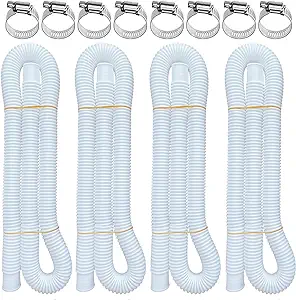 Photo 1 of Pangda 4 Pack Pool Hose for Above Ground Pools 59 x1.5" Pool Filter Hose Replacement 4 Type B Pool Hose Adapters 4 Swimming Pool Pipe Holders 8 Cable Tie 4 Tape 4 Hose Clamps, 28 in total
