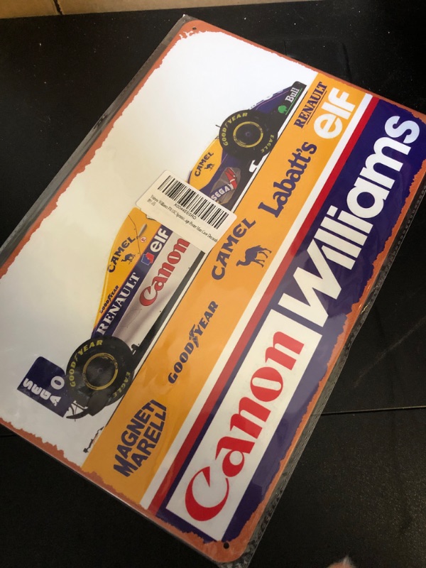 Photo 2 of Williams FW15C Sponsors Metal Tin Sign 8 x 12 in F1 Cars Vintage Poster Man Cave Decorative