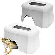 Photo 1 of 2PCS Reptile Hideout Box with Sink Humidification Hide Cave Lizard Hideaway with Water Increase Humidity Amphibian Habitat Decor for Lizard Snake Turtle Chameleon