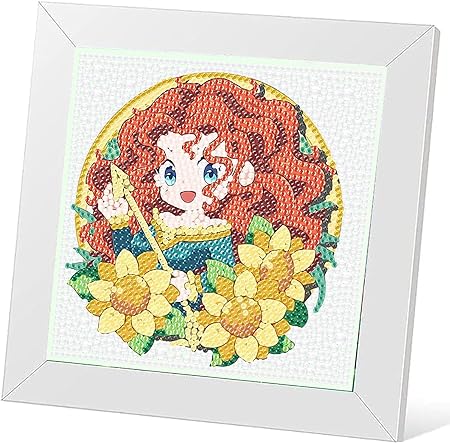 Photo 1 of                                         pvoodire Princess Diamond Art Kits for Kids-Cartoon Princess Diamond Art for Kids with Wooden Frames,Diamond Art for Childern Beginners 6x6inch                                                                        