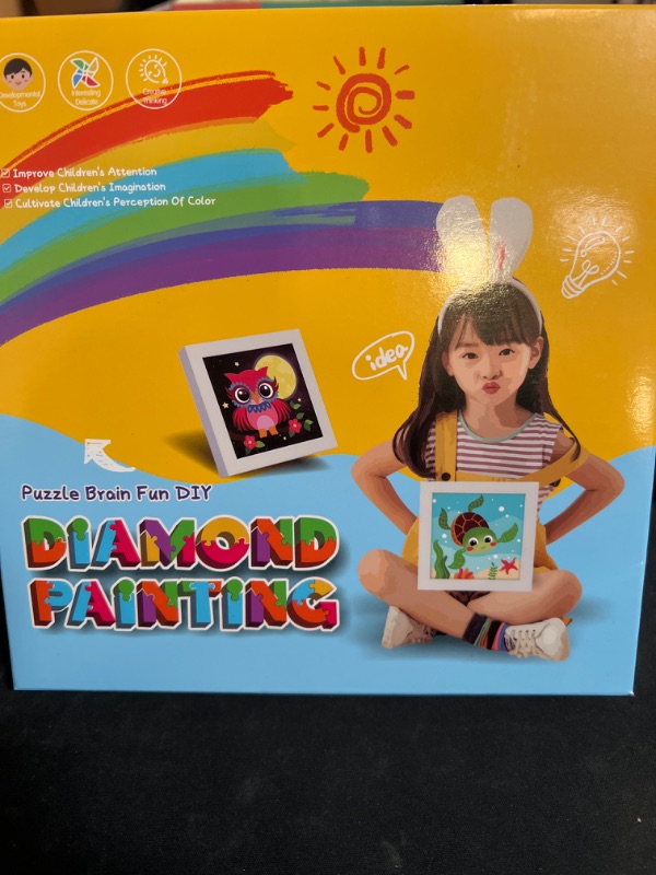 Photo 2 of                                         pvoodire Princess Diamond Art Kits for Kids-Cartoon Princess Diamond Art for Kids with Wooden Frames,Diamond Art for Childern Beginners 6x6inch                                                                        