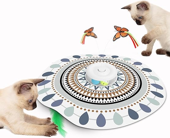 Photo 1 of VTSGN Chargeable Cat Toy Set: 3-in-1 Hide and Seek Kitten Wand, Interactive Automatic Toy with Fluttering Butterfly and Moving Feather, Indoor Exercise Kicker Cover - Suitable for All Breeds