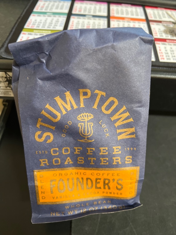 Photo 2 of Stumptown Coffee Roasters, Medium Roast Organic Whole Bean Coffee Gifts - Founder's Blend 12 Ounce Bag with Flavor Notes of Vanilla and Cocoa Powder   BB 05-07-2024