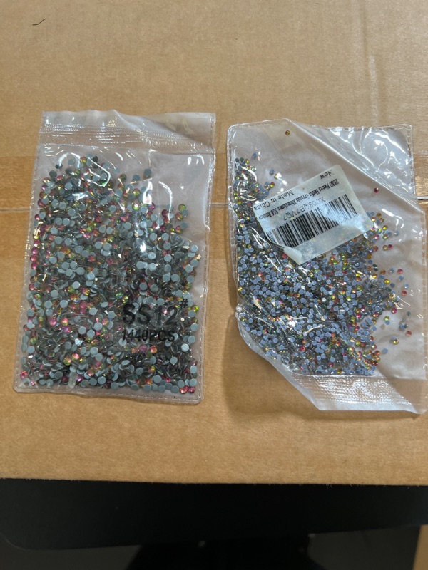 Photo 2 of 2 packs Pieces Hotfix Crystals Rhinestones Flat Back Rhinestones for Crafts Clothes Shoes DIY Supplies, Rainbow, SS16, 3.8-4.0mm