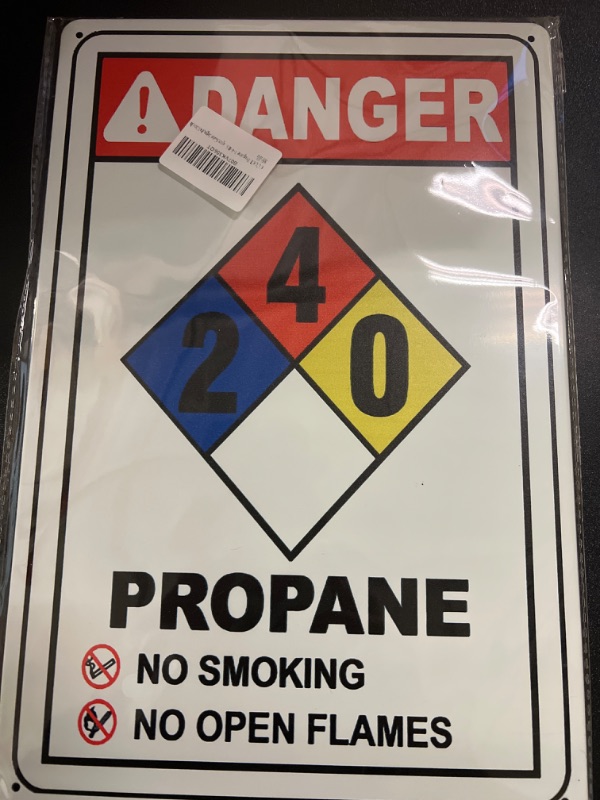 Photo 2 of GCOCL Propane 2-4-0 Sign, Metal Wanring Signs Private Property,Danger Safety Sign Plaque,Gate Sign,8x12inch