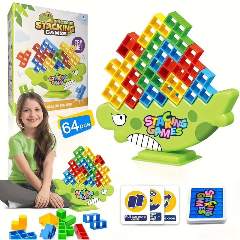 Photo 1 of 64pcs Tower Balance Game, Stacking Blocks Balance Building Toys For Adults, Swing Stack Board Table Games