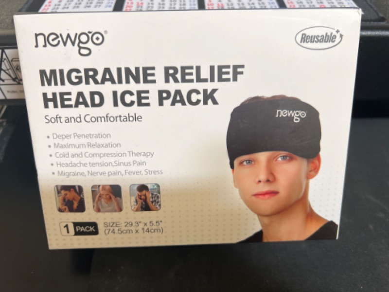 Photo 2 of NEWGO Ice Pack for Migrianes and Headaches Relief, Migraines Ice Head Wrap Gel Cold Pack Hot or Cold Therapy for Headache Relief, Tension, Sinus Pain, Chemo, Head Injuries ?Black