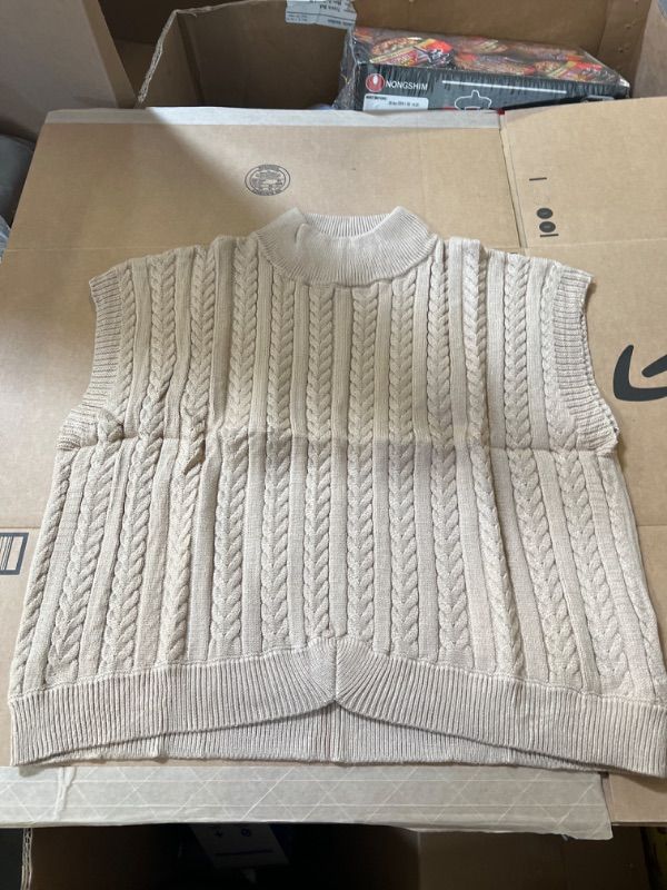 Photo 1 of    LARGE  Sleeveless Pullover Sweater For Women's Mock Neck Knit Sweater Vest Knit Tops