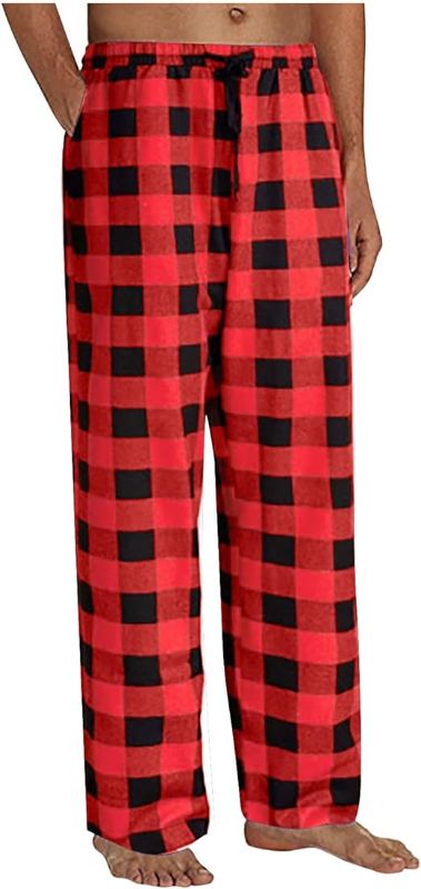 Photo 1 of LARGE Mens Plaid Pajama Pants Classic Check Lounge Long Sleep Pant Elastic Waist Soft PJ Bottoms Homewear with Pockets