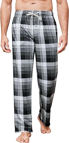 Photo 1 of    XXL Mens Plaid Pajama Pants Classic Check Lounge Long Sleep Pant Elastic Waist Soft PJ Bottoms Homewear with Pockets