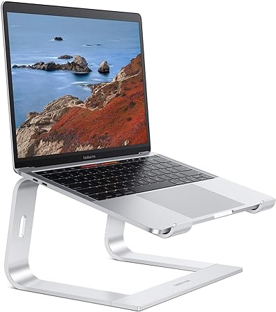 Photo 1 of OMOTON Laptop Stand, Detachable Laptop Mount, Aluminum Laptop Holder Stand for Desk, Compatible with MacBook Air/Pro, Dell, HP, Lenovo and All Laptops (11-16 inch), Silver