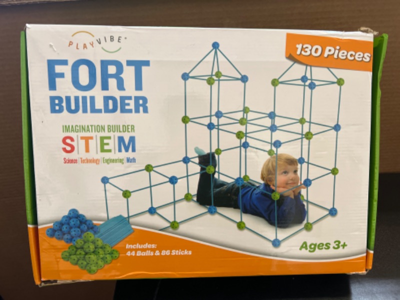 Photo 2 of PLAYVIBE 130 PCS Kids Fort Building Kit - Fort Builder | Fort Kit | Crazy Kids Fort Building Set | Build A Fort | Air Fort | Indoor / Outdoor Kids Toys New Style 2022