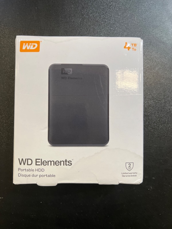 Photo 2 of WD 4TB Elements Portable HDD, External Hard Drive, USB 3.0 for PC & Mac, Plug and Play Ready - ?WDBU6Y0040BBK-WESN 4TB Portable HDD Hard Drive                    WX52D831S487
