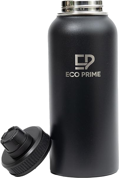 Photo 1 of ECO PRIME 32 oz Stainless Steel Insulated Water Bottles with Spout Lid, Metal Water Bottle for Men, Women & kids Simple Modern Water Bottle, BPA-Free Leak Proof Travel Water Bottle (Black)