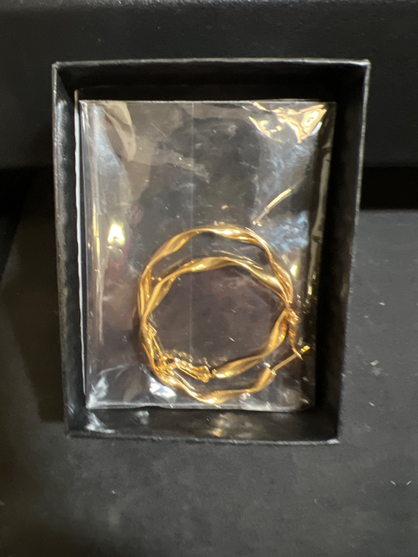 Photo 2 of 24K Gold Plated Twisted Big Hoop Earrings for Women, 2.0