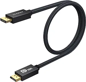 Photo 1 of IVANKY 16K Displayport Cable 2.1, Short DP Cable 3.3ft [16K@60Hz, 8K@120Hz, 4K@240Hz/165Hz], DisplayPort 2.1 Cable Support HDR, HDCP 2.2, 3D, ARC, Compatible with Gaming Monitor, TV and More (3.3ft)