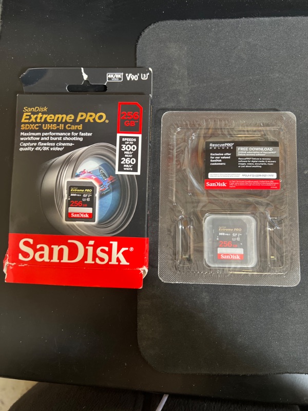 Photo 2 of SanDisk 256GB Extreme PRO SDXC UHS-II Memory Card - C10, U3, V90, 8K, 4K, Full HD Video, SD Card - SDSDXDK-256G-GN4IN Card Only 256GB