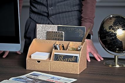 Photo 1 of BOLDFOX Gold Paper Desk Organizer,Office Desk Accessories with 1 Drawer Organizer
