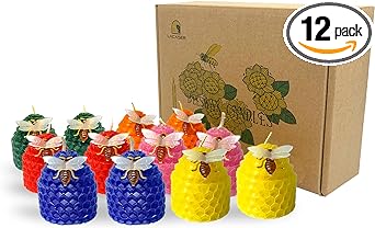 Photo 1 of Lacaser Colored Beeswax Candles, Small Bulk Candles (12pcs Pack), Bee Candles Decor & Bee Themed Gifts for Thanksgiving, Christmas,Dripless & Smokeless & Unscented