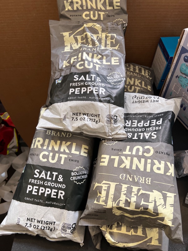 Photo 3 of   bb 05-25-2024   8 bags Kettle Brand Potato Chips, Krinkle Cut, Salt & Fresh Ground Pepper Kettle Chips, 7.5 oz Bag