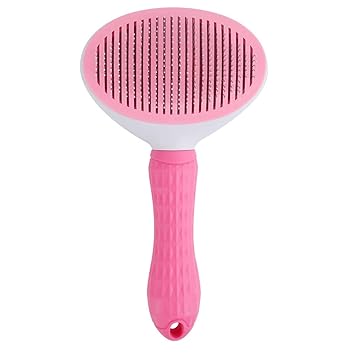 Photo 1 of iPetlore Self-Cleaning Slicker Brush for Dogs and Cats, Hair Cleaner Brush, Shedding and Dematting Grooming Comb, Pet Grooming Brush-Pink