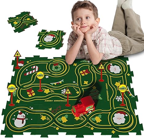 Photo 1 of 25PCS Puzzle Car Tracks with Vehicles,Puzzle Track Play Set for Toddlers Rail Car Building Toys Gifts for 3+ Years Kids Educational Montessori Toys