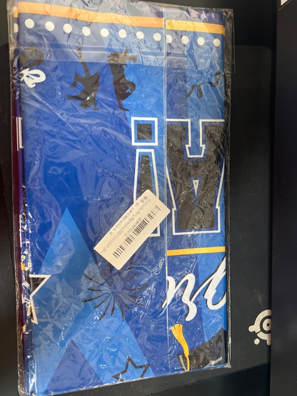 Photo 1 of 3Pcs Graduation Tablecloths-2024 Graduation Decorations Gongrats Grad Plastic Table Covers for Blue Graduation Party Supplies