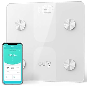 Photo 1 of eufy Smart Scale C1 with Bluetooth, Body Fat Scale, Wireless Digital Bathroom Scale, 12 Measurements, Weight/Body Fat/BMI, Fitness Body Composition Analysis, Black/White, lbs/kg