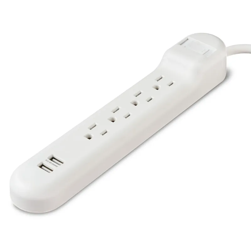 Photo 1 of nn. 4 Outlets Surge Protector with 2 USB Ports, 2.5ft cable-White color
