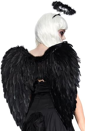 Photo 1 of Angel Wings and Halo Headband Kids Girls, White Black Feather Wings for Children Adult
