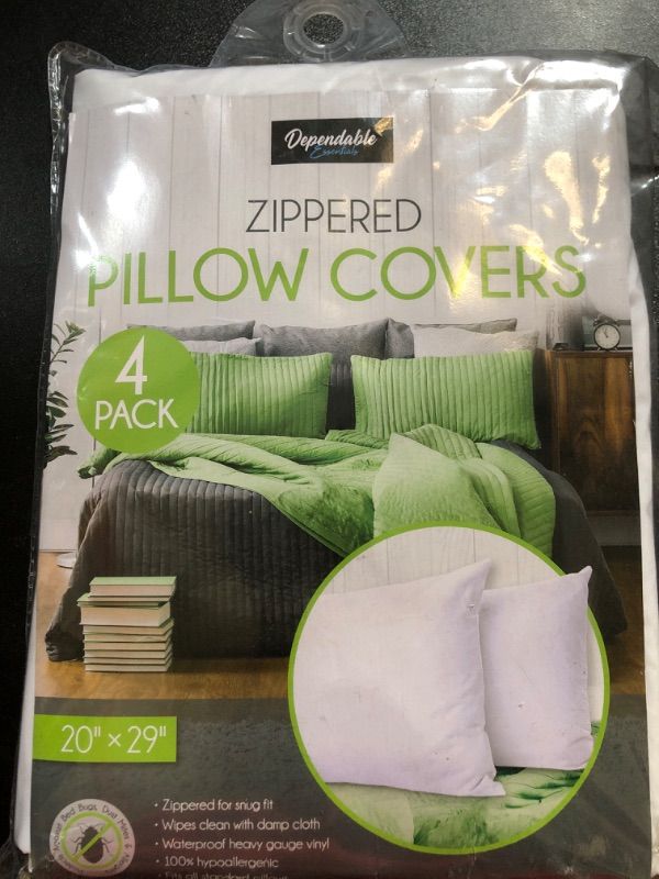 Photo 2 of 4 Pack Zippered Vinyl Pillow Covers Protects Against Bed Bugs & Dust Mites Waterproof