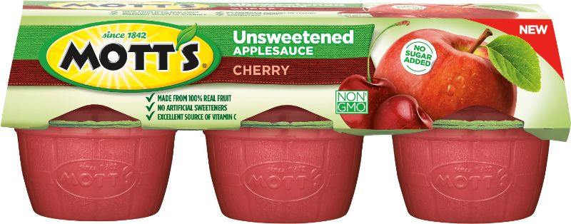 Photo 1 of Mott's Unsweetened Cherry Applesauce, 3.9 Oz Cups, 6 Count (Pack of 12)   exp date 07/2024
