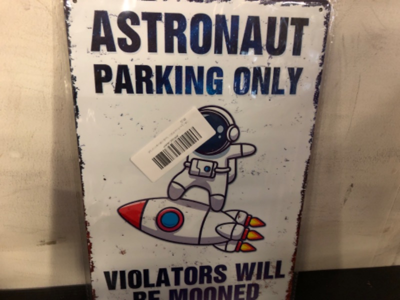 Photo 2 of Astronaut Parking Only Sign Outer Space Themed Bedroom Decor Space Nursery Decor For Boys 8 x 12 Inch (936)
