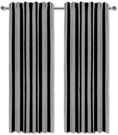 Photo 1 of Linen Clubs GFI Stripe Curtain Panel - Versatile Indoor/Outdoor Design - Black, 50x72 Inches for Stylish Home and Room Decor, Luxury Curtains for New Year Decoration
