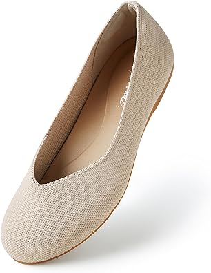 Photo 1 of 8.5--Arromic Flats Shoes for Women, Round Toe V-Cut Knit Ballet Flats 