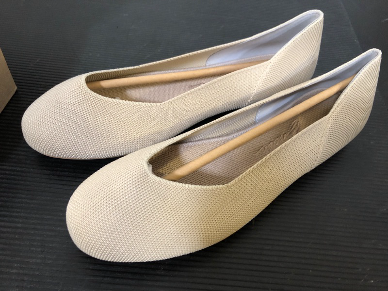 Photo 3 of 8.5--Arromic Flats Shoes for Women, Round Toe V-Cut Knit Ballet Flats 