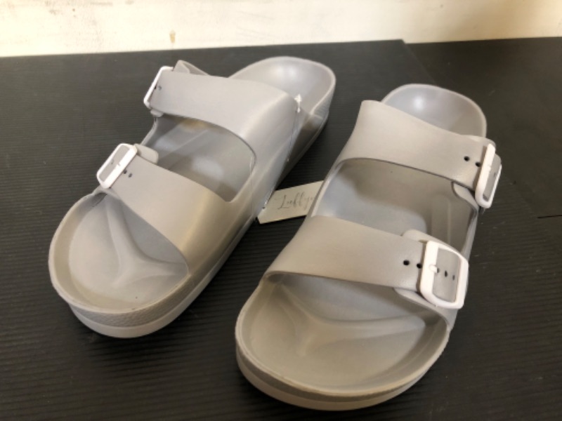 Photo 1 of size 12---Luffymomo Adjustable Slip on Eva Double Buckle Slides for Mens

