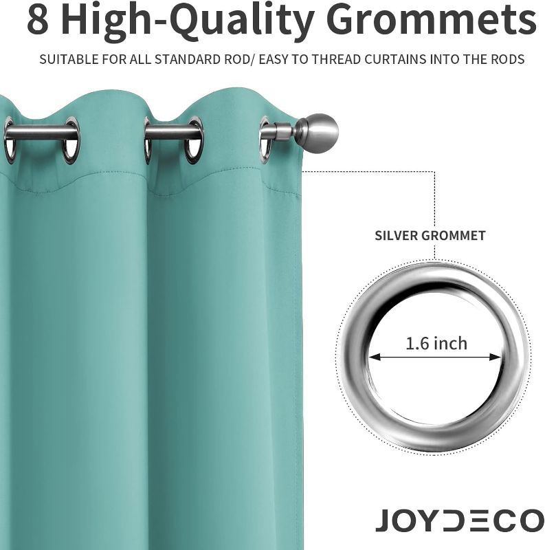 Photo 2 of Joydeco Blackout Curtains 108 Inch Length 2 Panels Set, Thermal Insulated Long Curtains& Drapes 2 Burg, Room Darkening Grommet Curtains for Living Room Bedroom Window (W52 x L45 Inch, Teal Blue)
