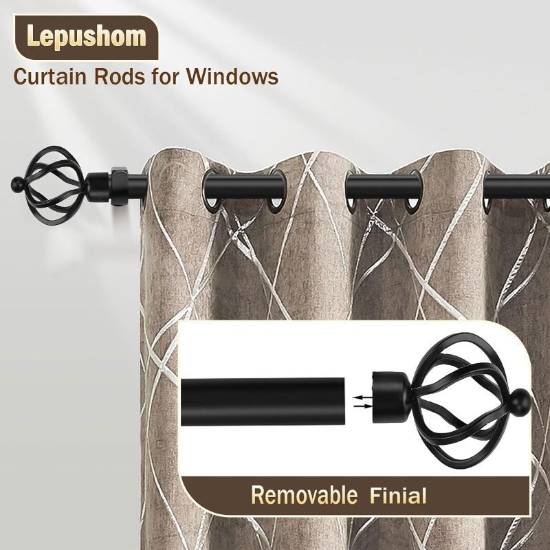 Photo 3 of Lepushom Gold Curtain Rods for Windows 22 to 42 Inch?1.8-3.5 Feet?, 3/4 Inch Single Drapery Rod Set With Brackets For Bedroom, Dining Room, Living Room or Kitchen, Twisted Cage Finials, 1 Pack 22-42" | 1 Pack Round-Gold