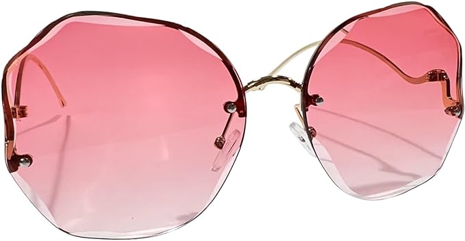 Photo 1 of Womens Fashion Sunglasses - Ocean Water Cut Trimmed Lens - Metal Curved Temples - UV 400
