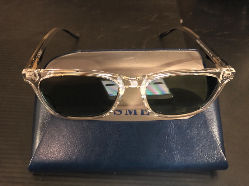 Photo 2 of Fashionable Polarized Sunglasses - Transparent with Green Tinted Lenses - UV400 Protection for Driving, Outdoor Sports, and Casual Wear

