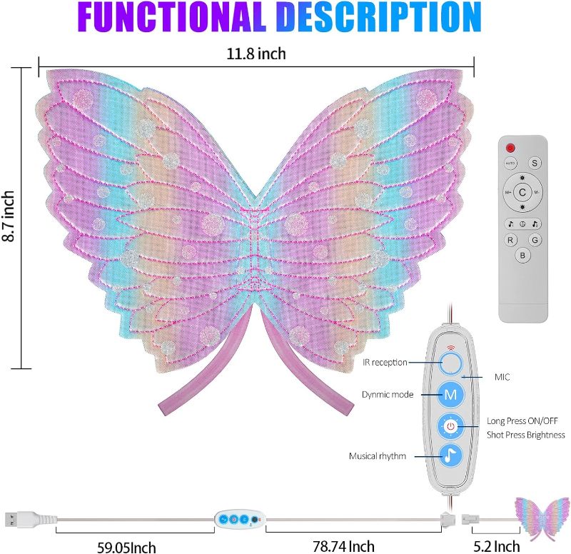 Photo 1 of Night Light for Kids, Butterfly Led Light for Bedroom Stick on The Wall, Music Sync RGB Color Changing Wall Sconces with Remote and App Control,Coolest Decorations for Room Home Party(Pink)
