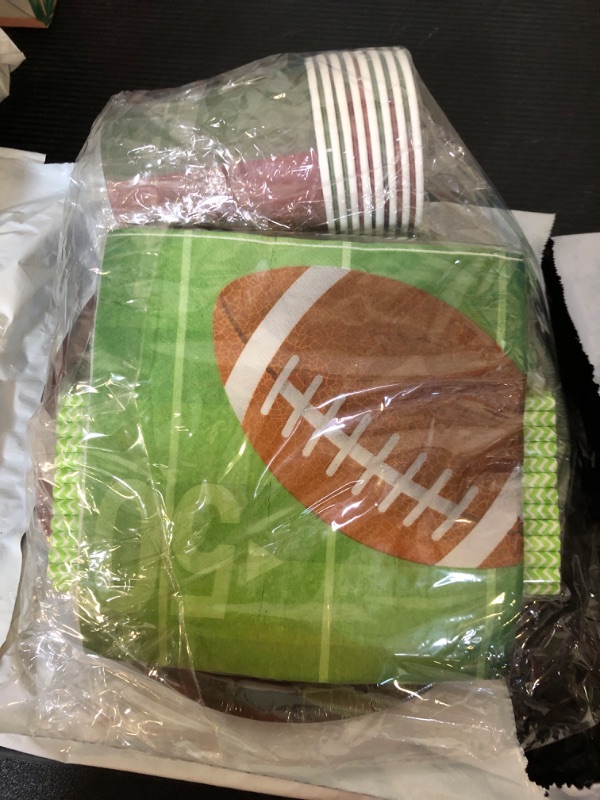 Photo 1 of Anor WishLife Football Paper Plates,Football Napkins and Cups for Game Day,Super Bowl (Serves8–111Pcs)